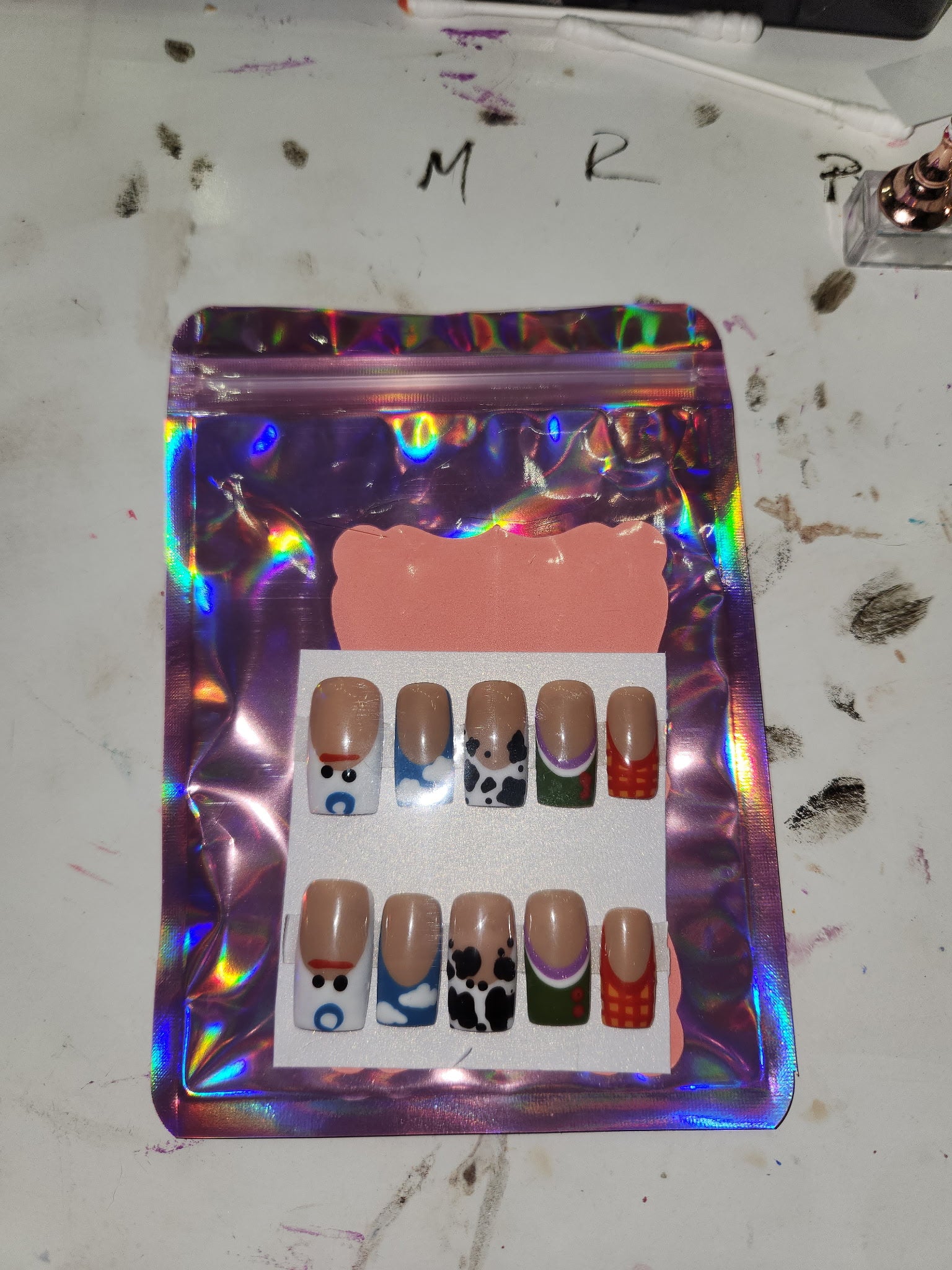 Hand Painted Press-On Nails Medium Square Toy Story