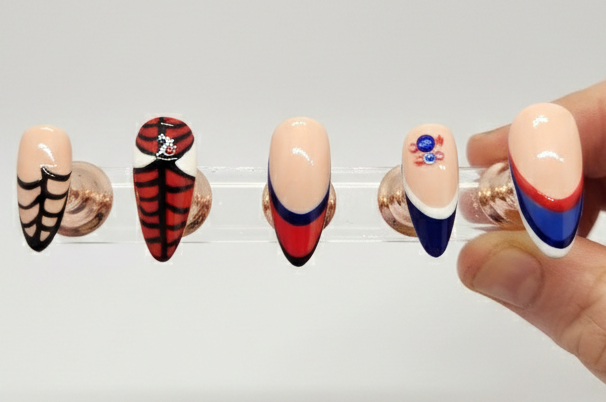 Hand Painted Press-On Nails Medium Almond Spiderman
